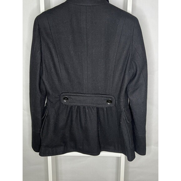 Calvin Klein Peacoat Womens 10 Black Jacket Wool Double Breasted Pocket Neck - Picture 3 of 16
